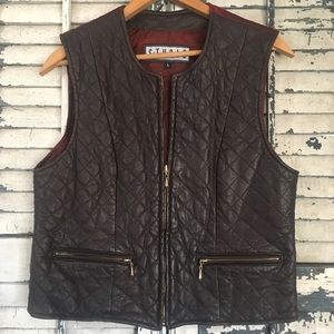 Vintage Siena Studio Brown Leather Quilted Vest L